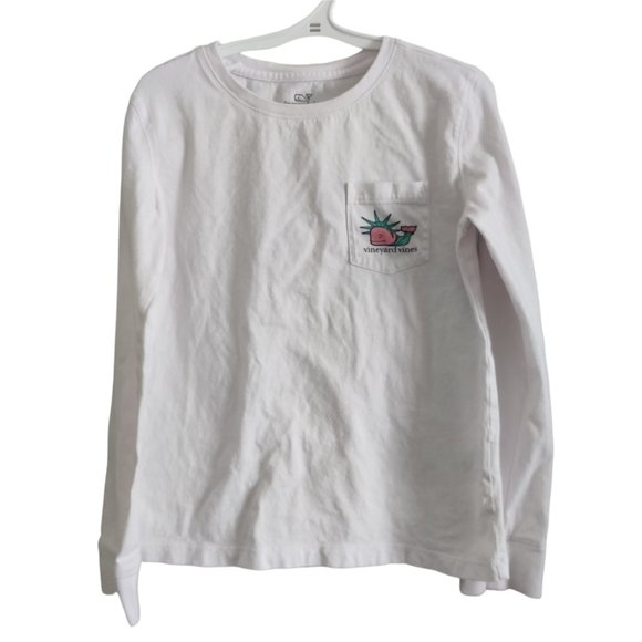 Vineyard Vines NYC Statue of Liberty Whale White Crew Long Sleeve Size Small - Picture 1 of 7